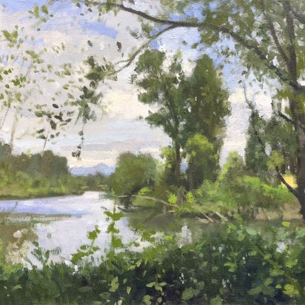 Rotary Park, oil on canvas, 18 x 24 inches, work in progress ©2018