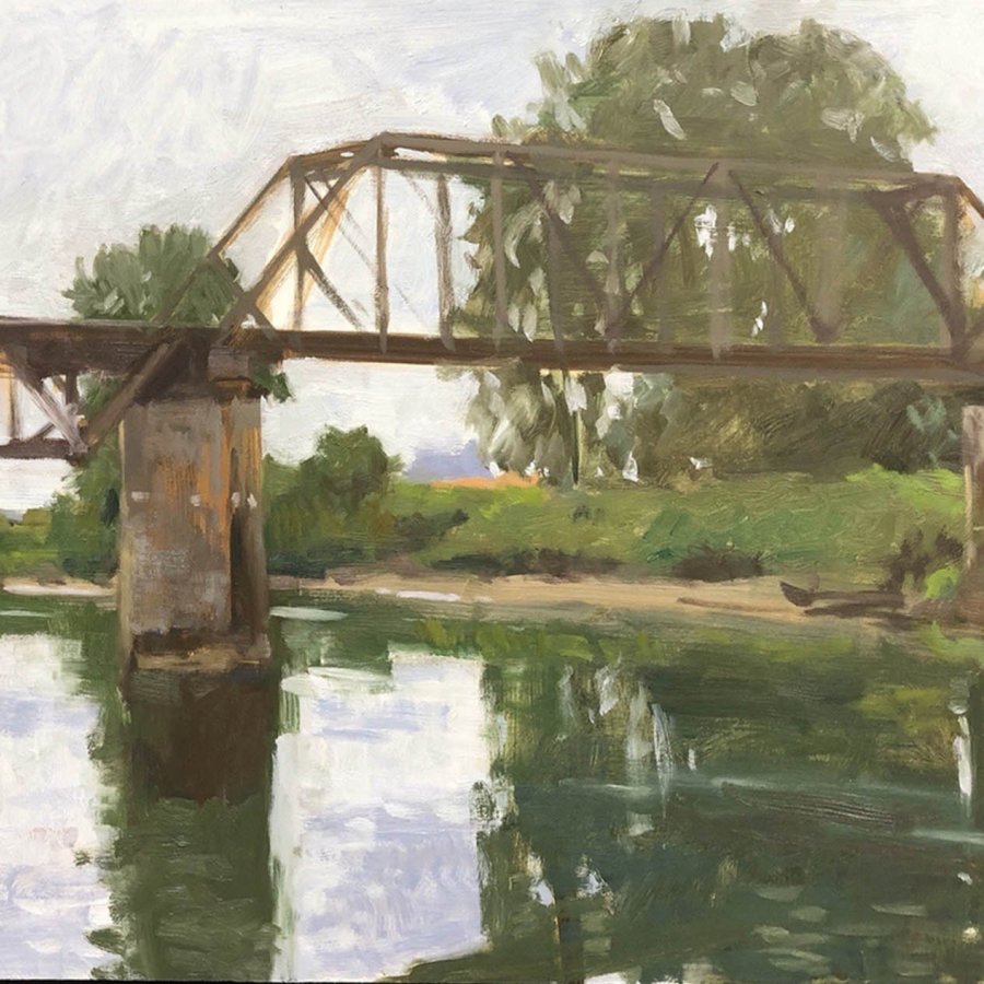 View From Cody Park, oil on panel, 16 x 20 inches, work in progress copyright ©2019