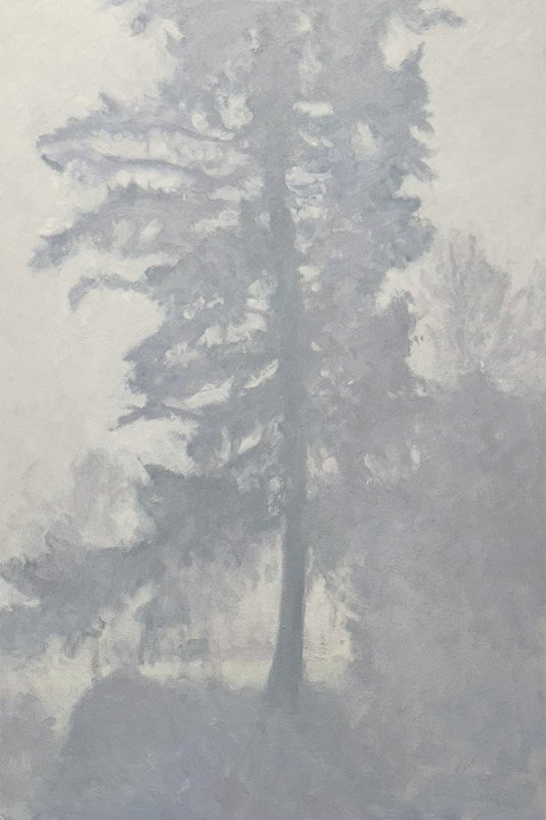 FOG AND EMPTINESS (PANTHER LAKE GARDEN SERIES), oil on MDH panel, 36 x 24 inches, copyright ©2023