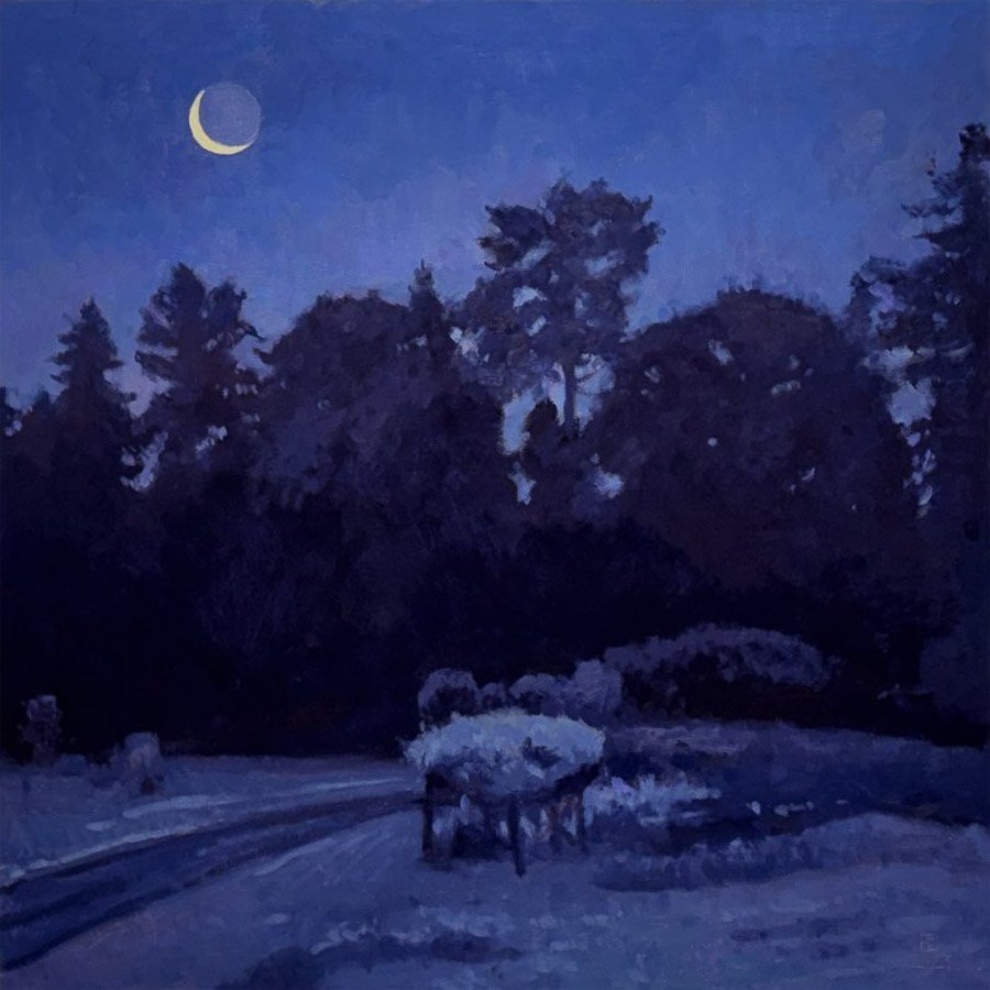 MIDNIGHT (PANTHER LAKE GARDEN SERIES), oil on MDH panel, 30 x 30 inches, copyright ©2023